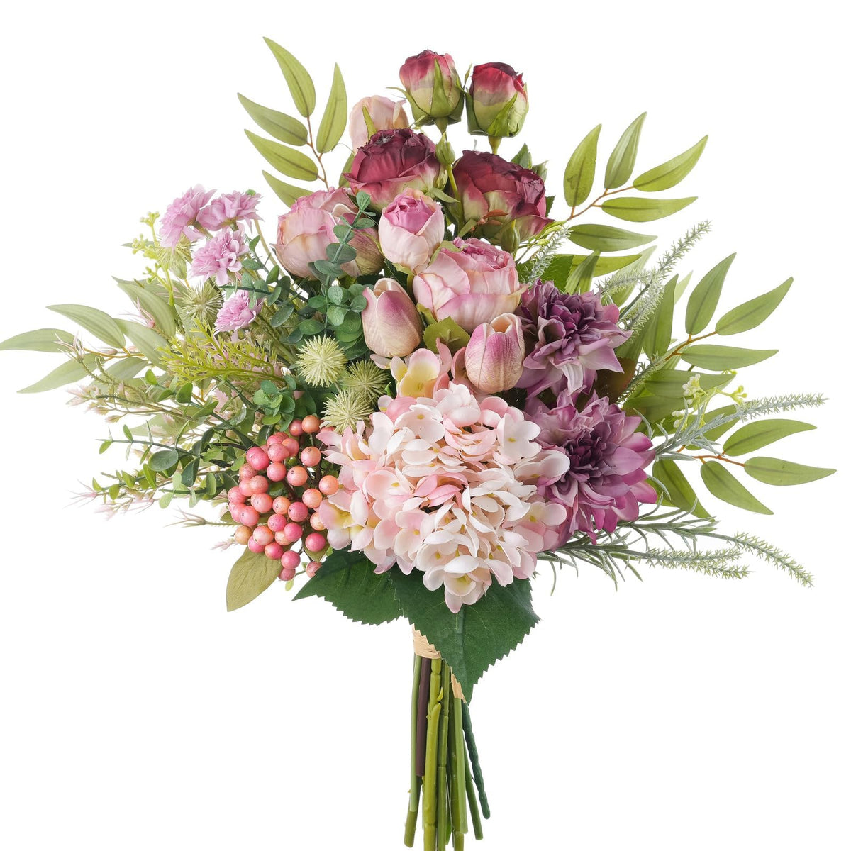 17-inch Artificial Fake Faux Flowers Silk Flower Arrangements Bouquets with Dandelions, Dahlias, Hydrangeas, Sunflowers, Roses, Astilbes and Shooting Star Branches(Autumn Haze)