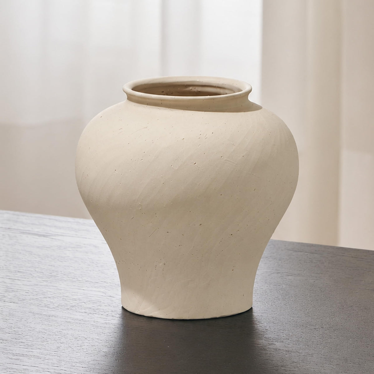 LB2 White Ceramic Large Vase, 11.8" Tall Zen Style, Terra Cotta Pitcher Vase, Distressed Farmhouse Decor, Pottery Decorative Flower for Home Decor (A - White 11.8")