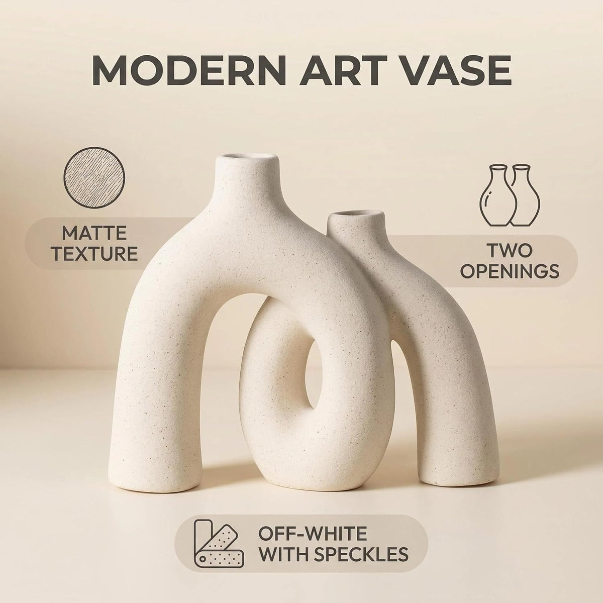 CEMABT Modern Nordic Boho Vase Set - Elegant Beige Matte Ceramic Vase for Living Room, Bookshelf, Mantel, Entryway Table & Console Decor | Home Decor Shelf Decorations Easter Gift