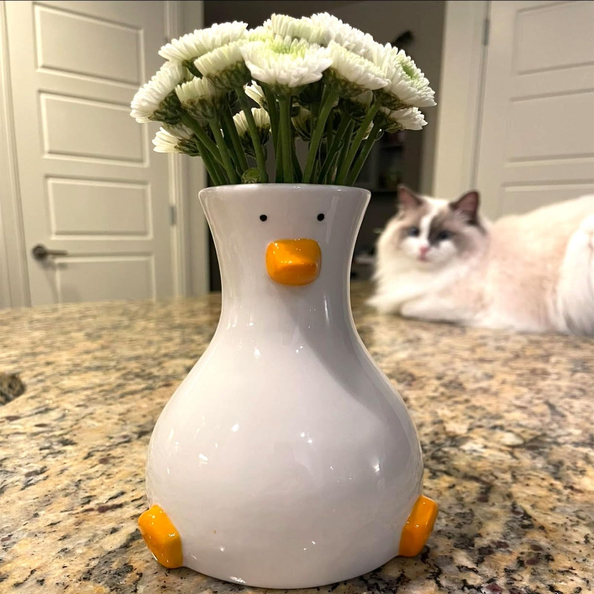MOUGIGI Ceramic Dice Vase-Unique Decor for Dried Flowers,Rose,Pampas Grass