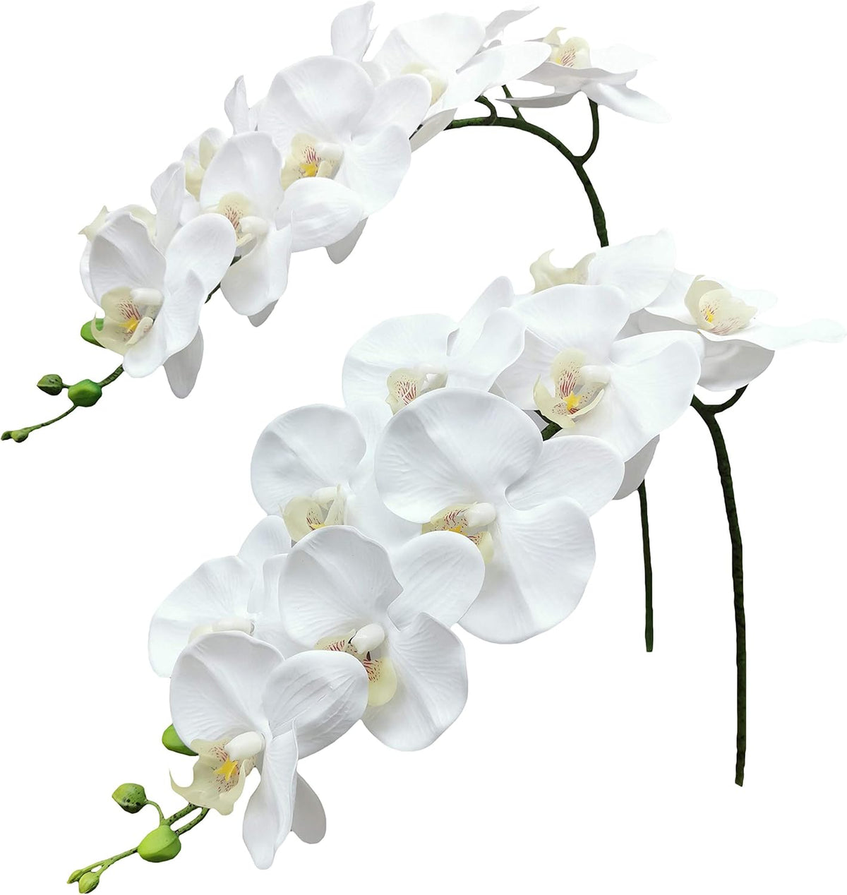 Fnize Orchid Stems Artificial Flowers Real Touch Latex White 38 Inch 2pcs