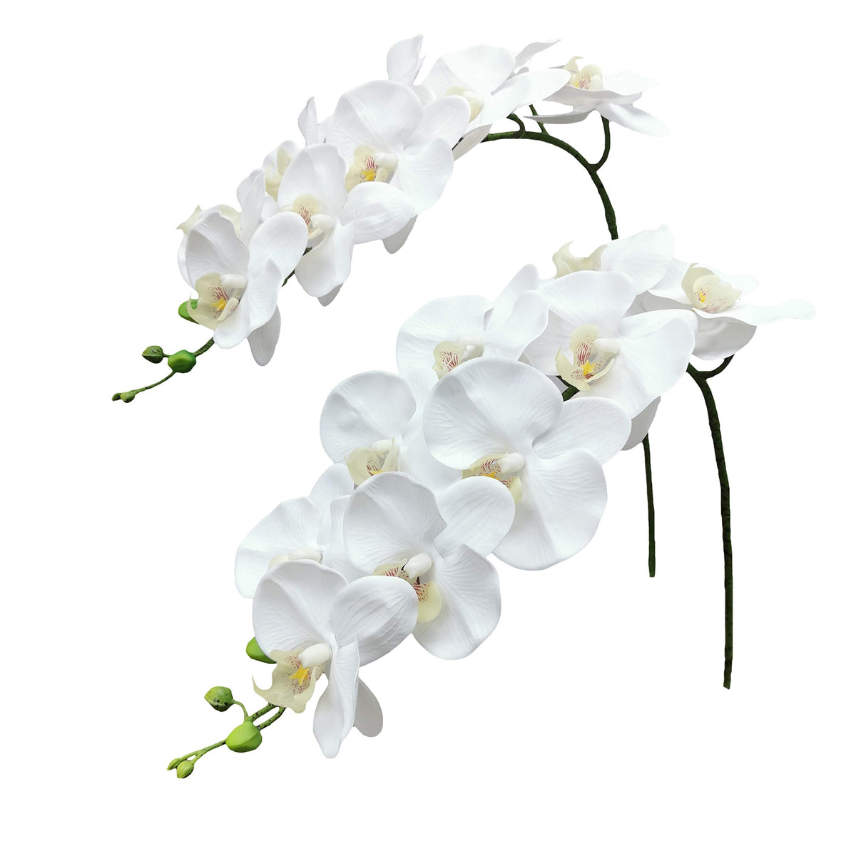 Fnize Orchid Stems Artificial Flowers Real Touch Latex White 38 Inch 2pcs