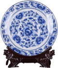 10-Inch Blue and White Porcelain Decorative Plate