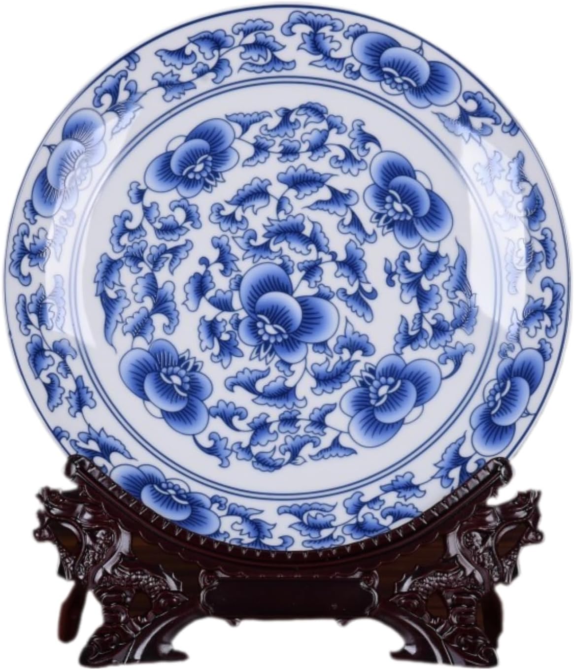 10-Inch Blue and White Porcelain Decorative Plate