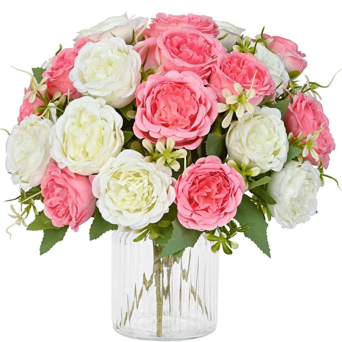4 Packs Peonies Artificial Flowers, Pinkish-Purple Silk Artificial Peonies