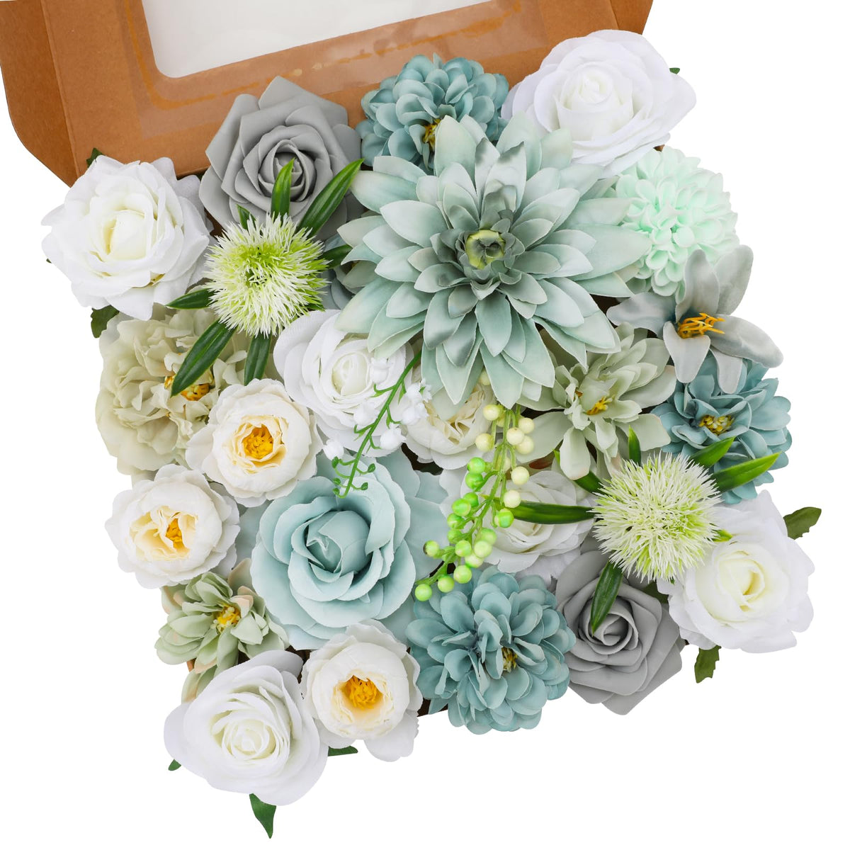 Floweroyal Artificial Flowers Combo Purple Flowers Mix Silk Flowers Dahlia Roses with Stems for DIY Wedding Bridal Bouquets, Baby Shower, Floral Arrangement, Table Centerpieces, Home Decorations.