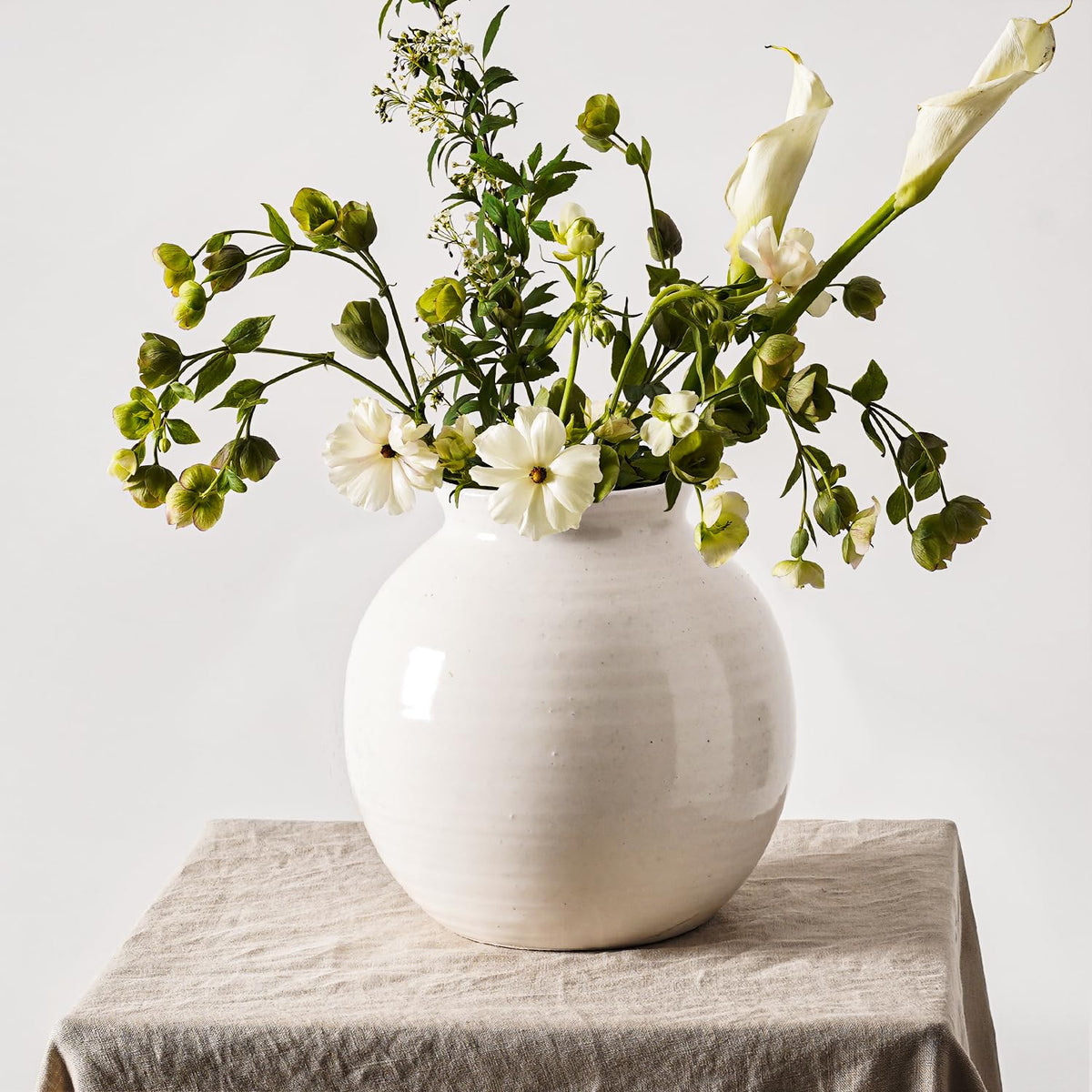 LE TAUCI Ceramic Vase, 9 Inch, Large Vase, Decorative Vase, Grey Vase