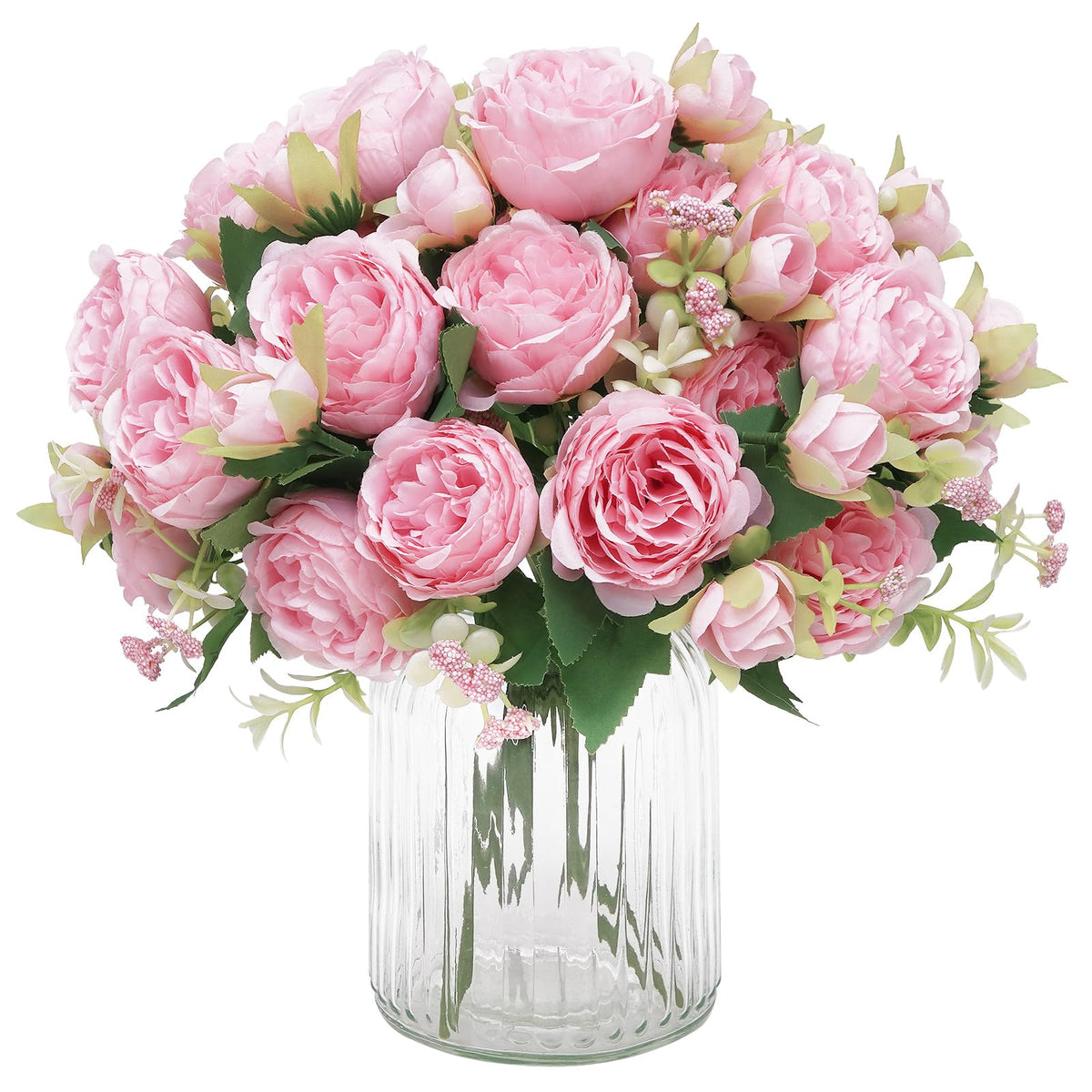 4 Packs Peonies Artificial Flowers, Pinkish-Purple Silk Artificial Peonies
