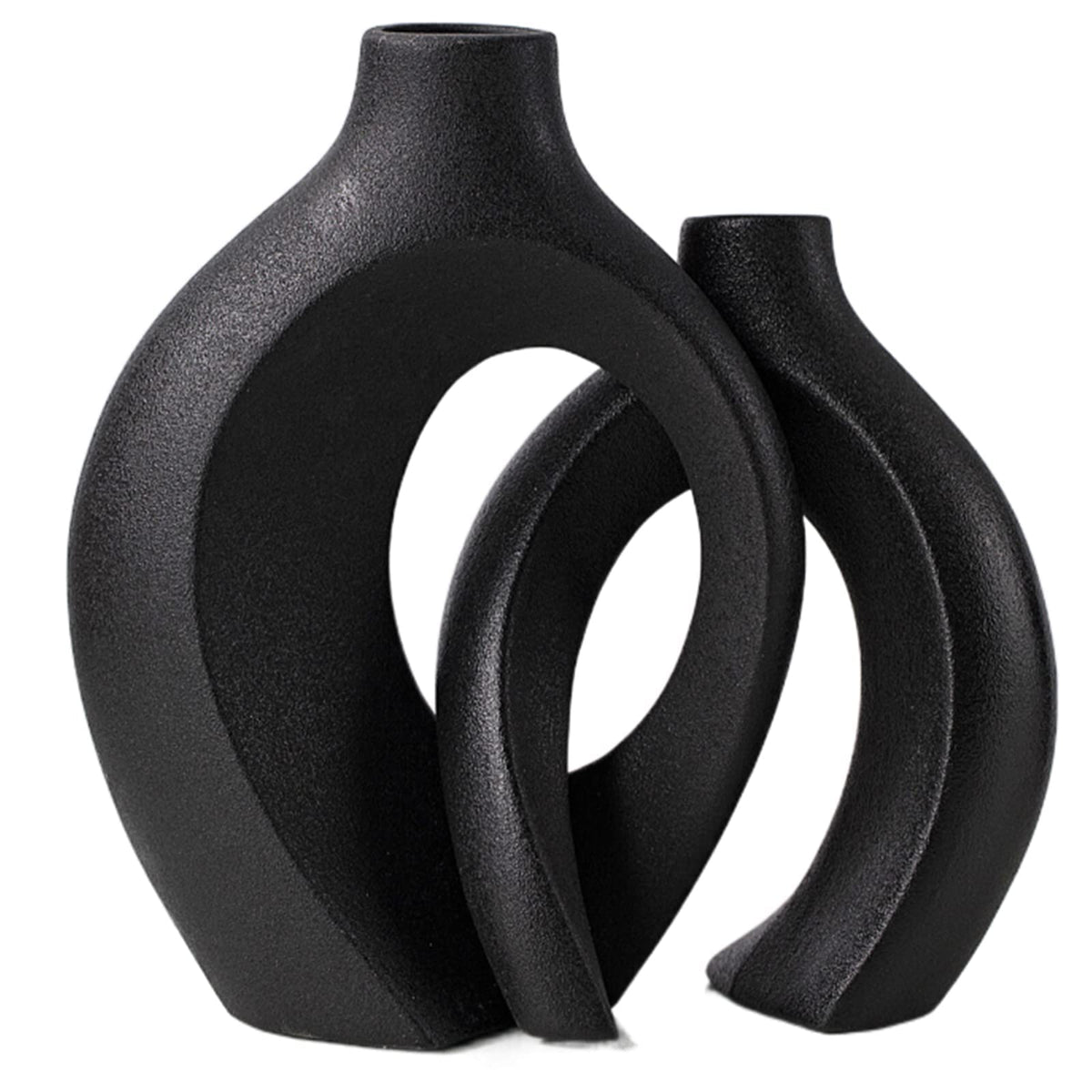 Levvohd Snuggle Hollow Ceramic Vase Set of 2 Minimalist Home Table Decor