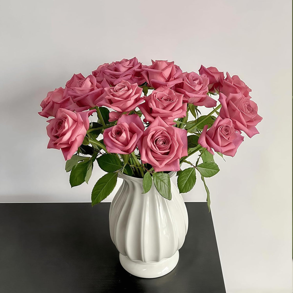 White Ceramic Flower Vase for Modern Home Décor, 7.5 Inch