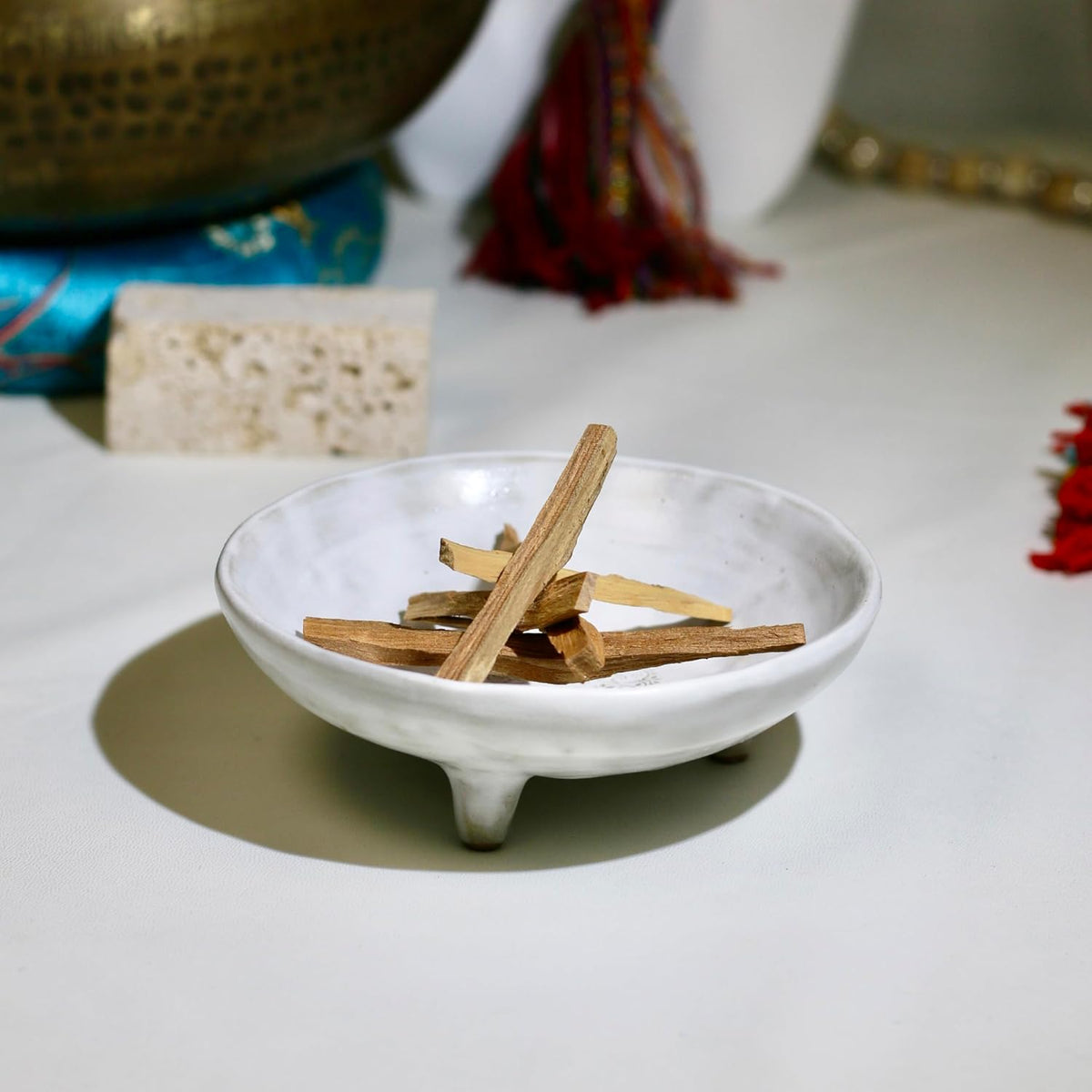 Prayer Offering Ritual Bowl Plate Great for Use Candles Tray Religious Spiritual Gifts （White Tree Life）