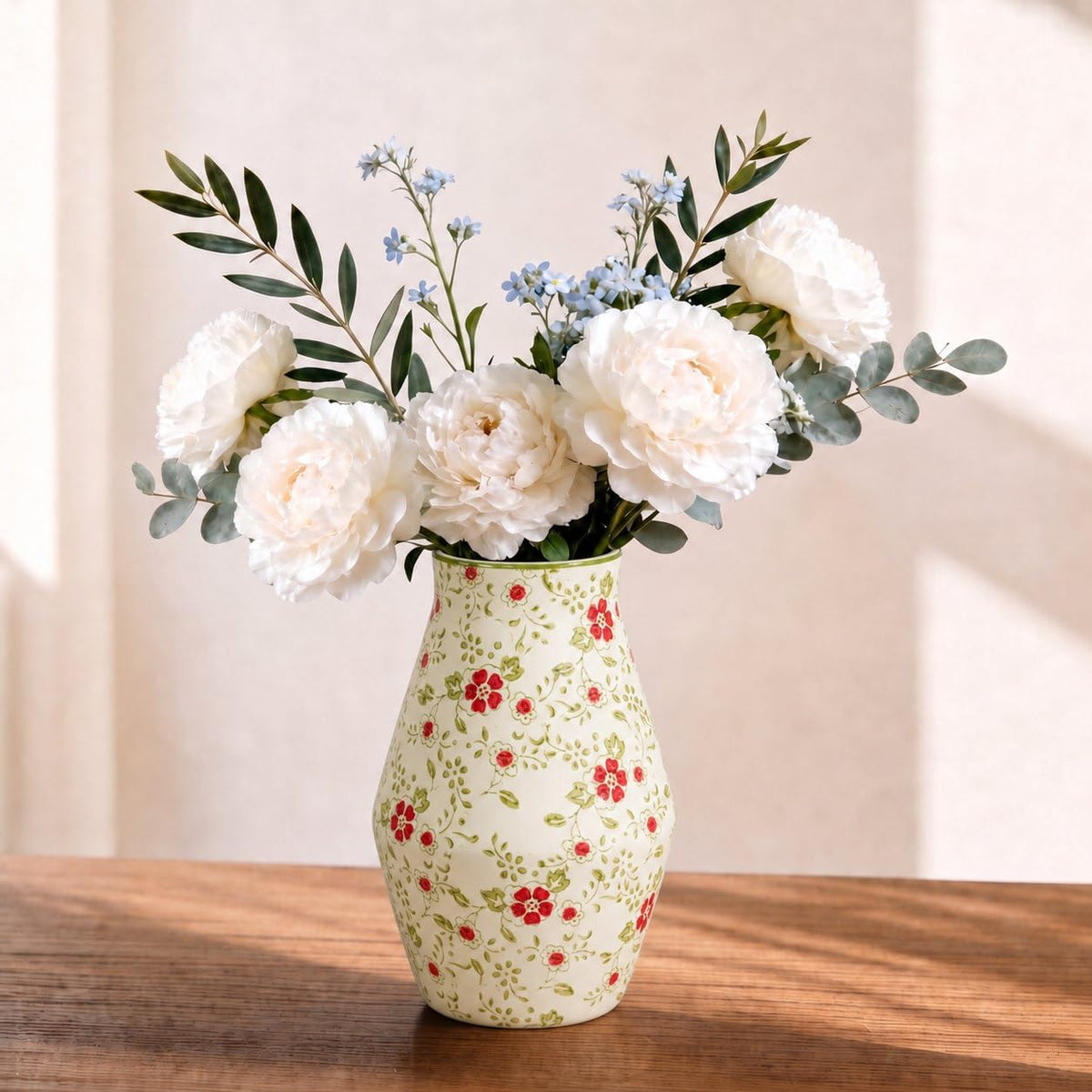 Rustic Farmhouse Ceramic Vase, 10 Inch