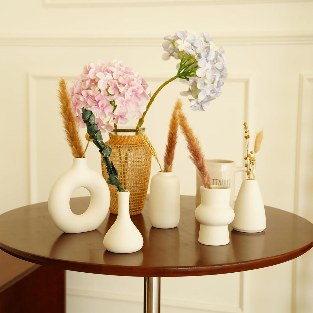 Small White Ceramic Vase Set of 10 Ceramic Bud Vases in Bulk Farmhouse Vase