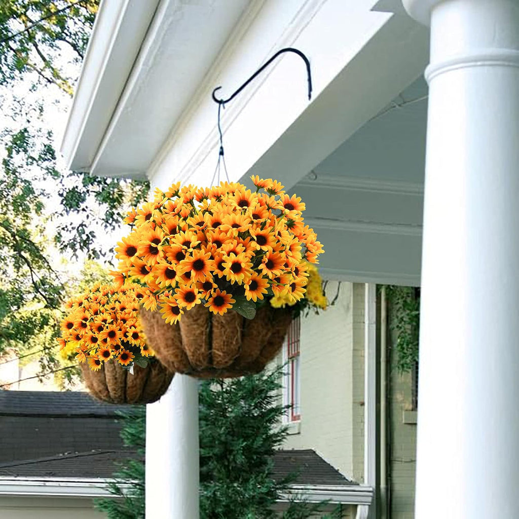 Uieke 6 Bundles Sunflowers Artificial Flowers Daisy Mums Fake Flowers Outdoor UV Resistant No Fade Fall Flowers 24 Stems Greenery Shrubs Indoor Outside Home Wedding Office DIY Garden Décor (Yellow)