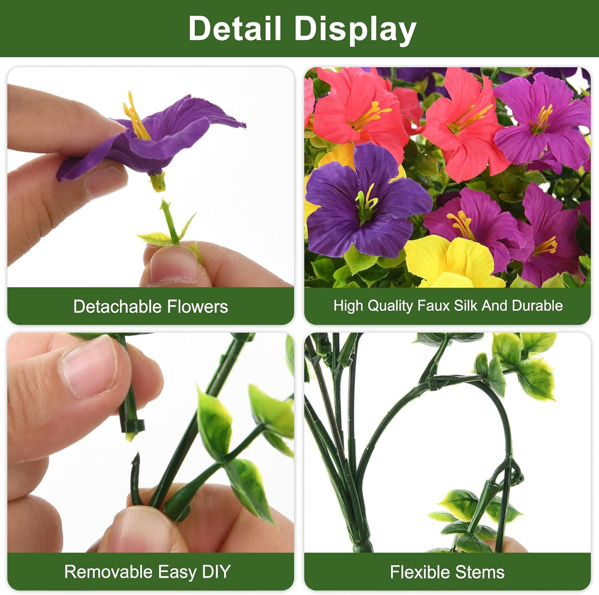 Artificial Fake Petunias Flowers for Outdoors Spring Summer Decoration
