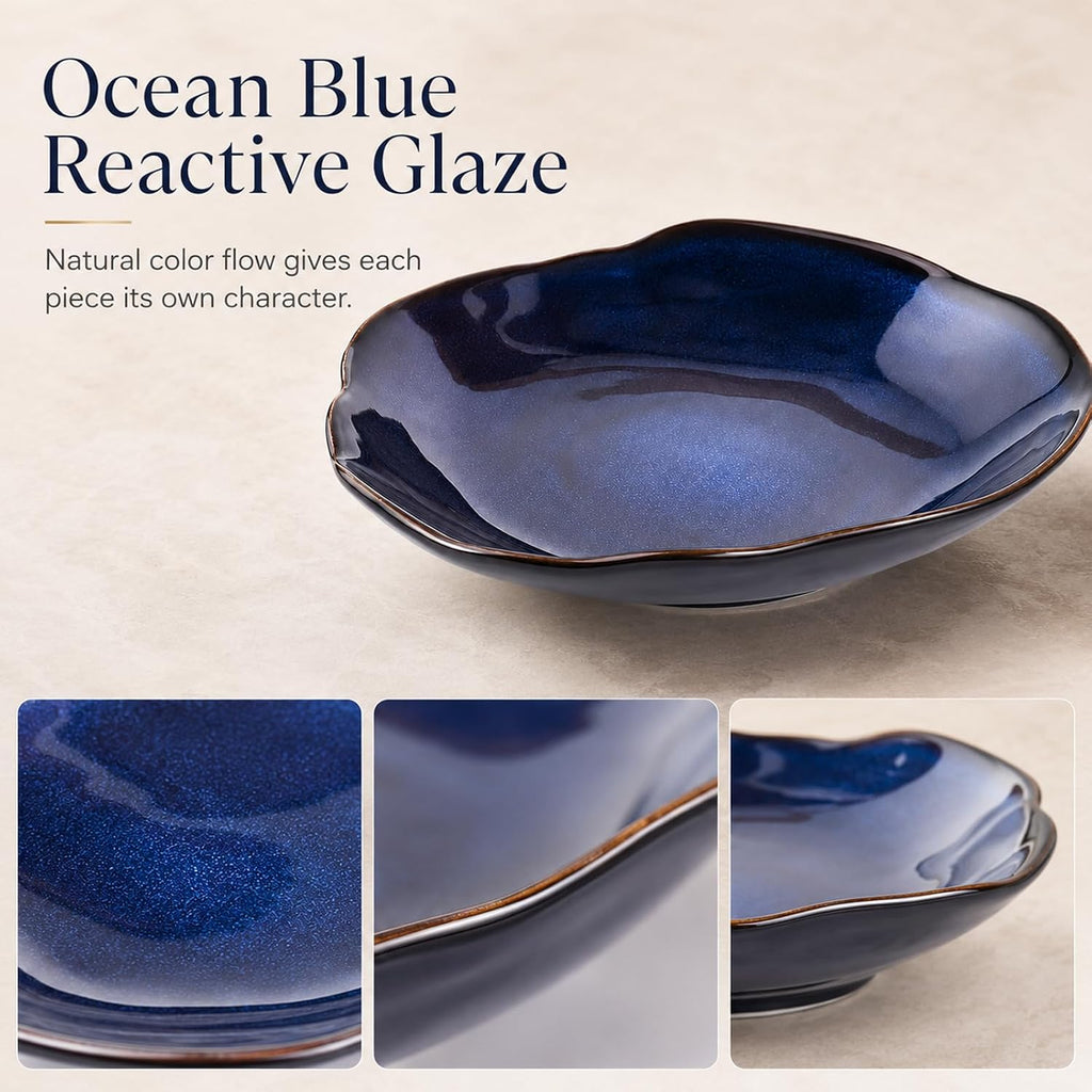 Blue Ceramic Decorative Bowl –10.4" Small Trinket Dish, Fruit Bowl, Candy Dish, Key Bowl for Entryway Table, Jewelry & Ring Dish, Porcelain Catchall Dish for Kitchen, Bedside, Living Room Home Decor