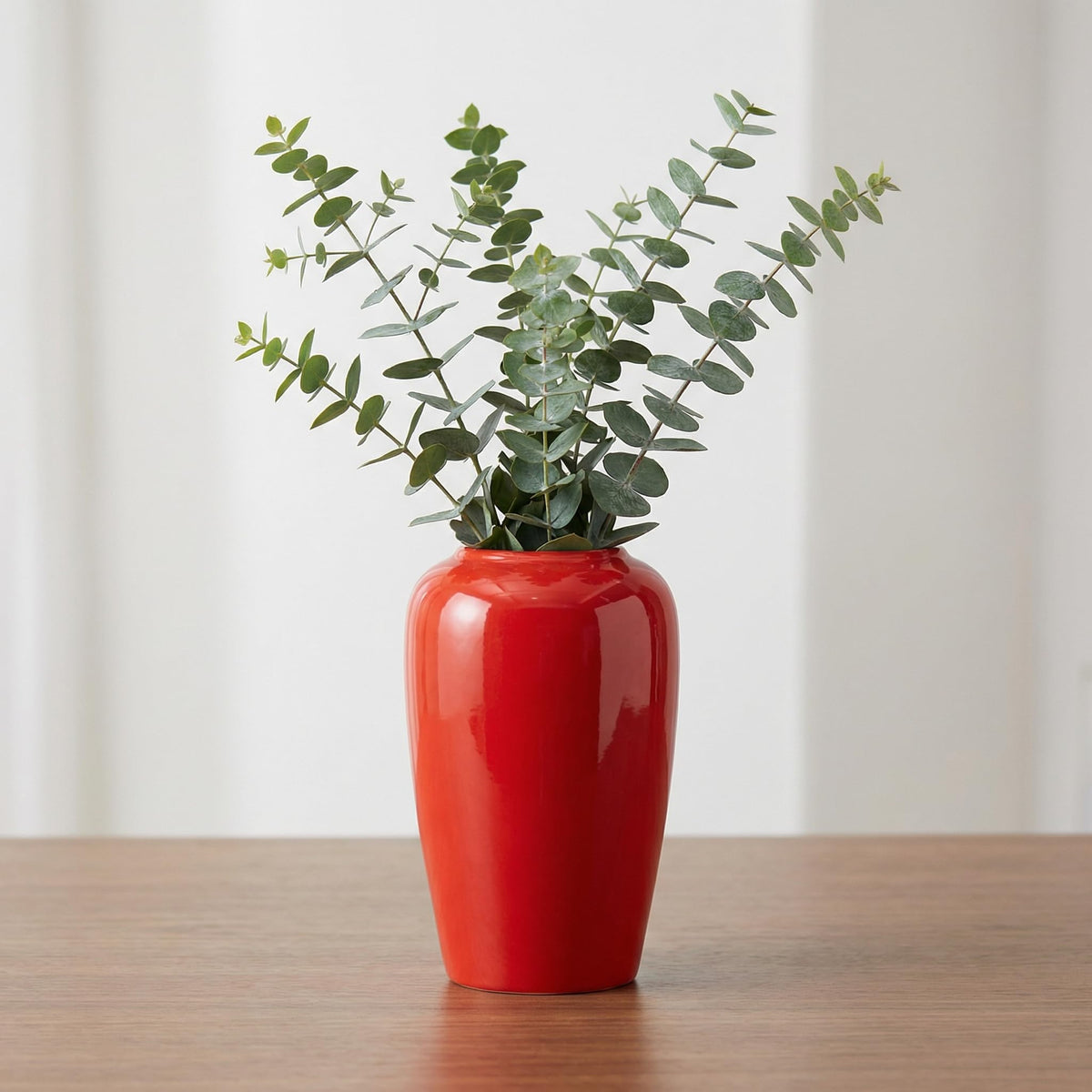 White Ceramic Vase for Centerpiece, 8 Inch Modern Vases Home Decor, Decorative Flower Vase for Pampas Grass, Coffee Table Living Room Small Shelf Kitchen Decor