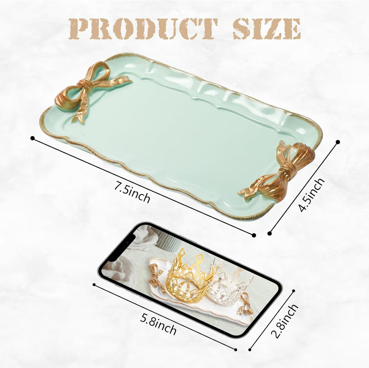 Warmtree Bow Jewelry Tray, Coquette Trinket Dish, Vanity Decor