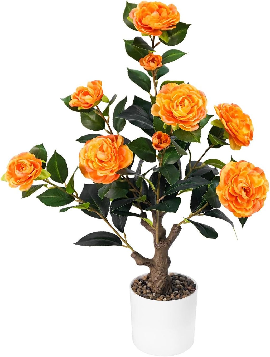 Caxchiling Artificial Camellia Tree 2FT, Faux Potted Tree Indoor