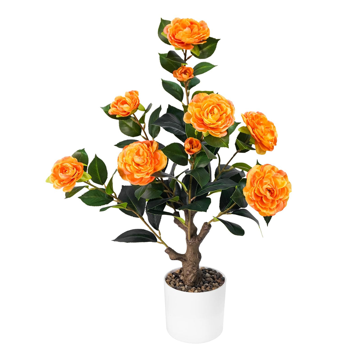 Caxchiling Artificial Camellia Tree 2FT, Faux Potted Tree Indoor