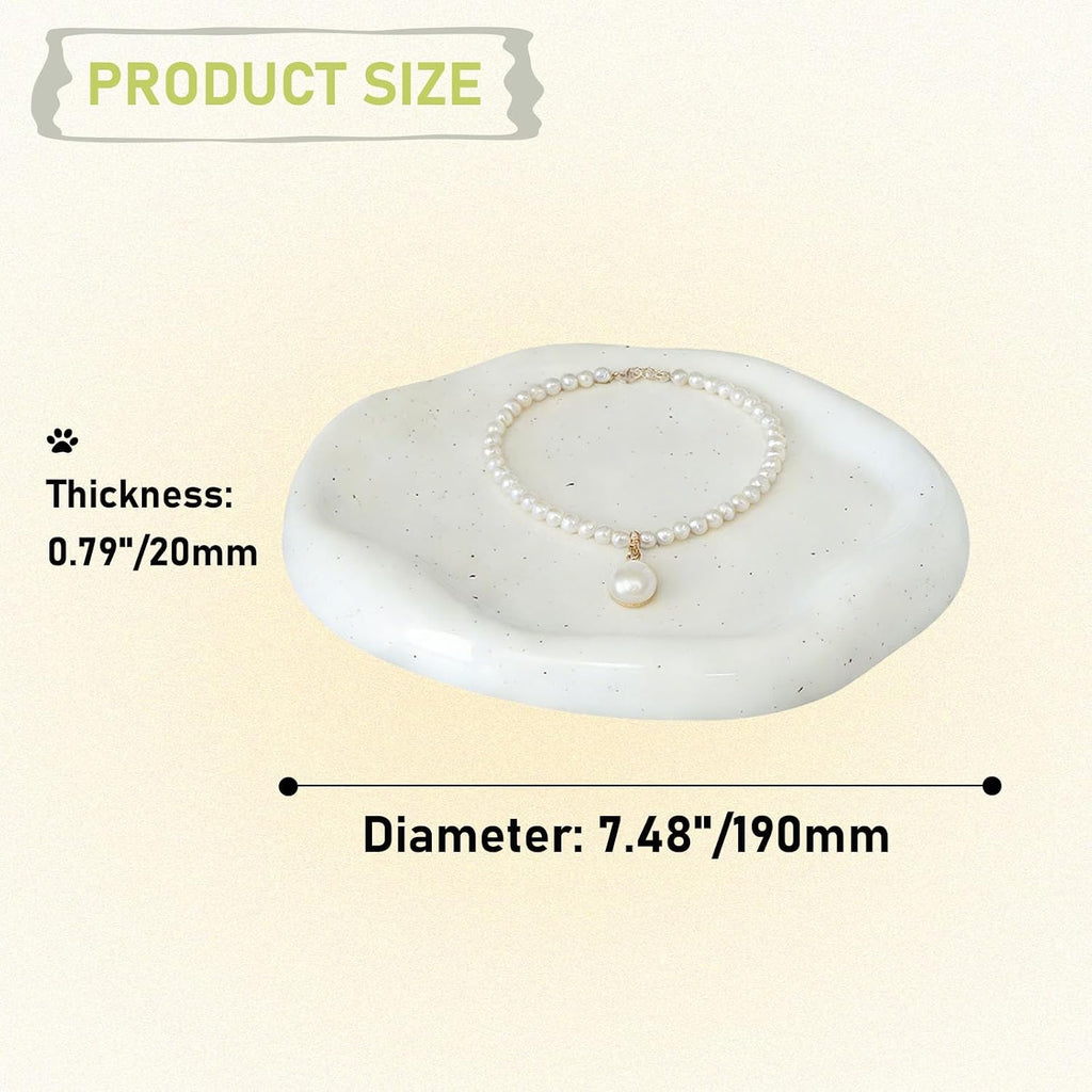 CHENACC Ceramic Jewelry Tray, White Round Cloud-Shaped
