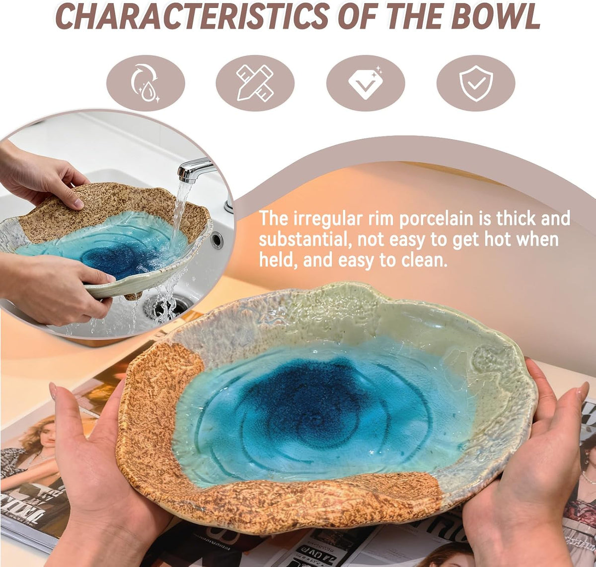 Fruit Bowl,12" Decorative Bowl,Ceramic Christmas Bowl,Jewelry and Key Holder for Modern Farmhouse Décor,Room Decor,Entryway Decor Bowls
