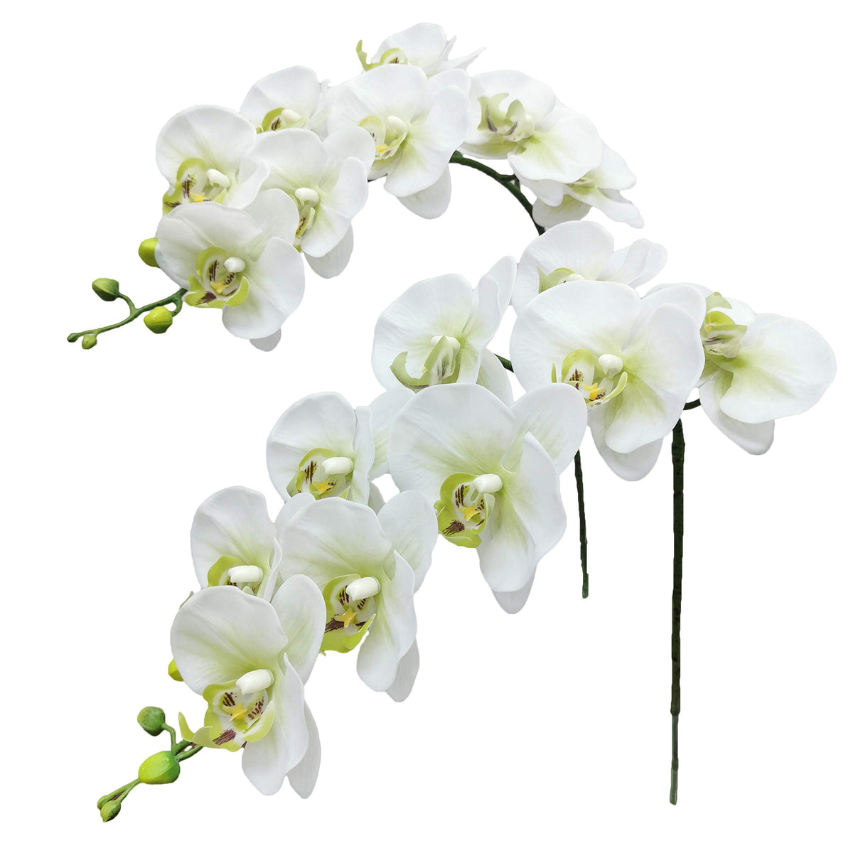 Fnize Orchid Stems Artificial Flowers Real Touch Latex White 38 Inch 2pcs