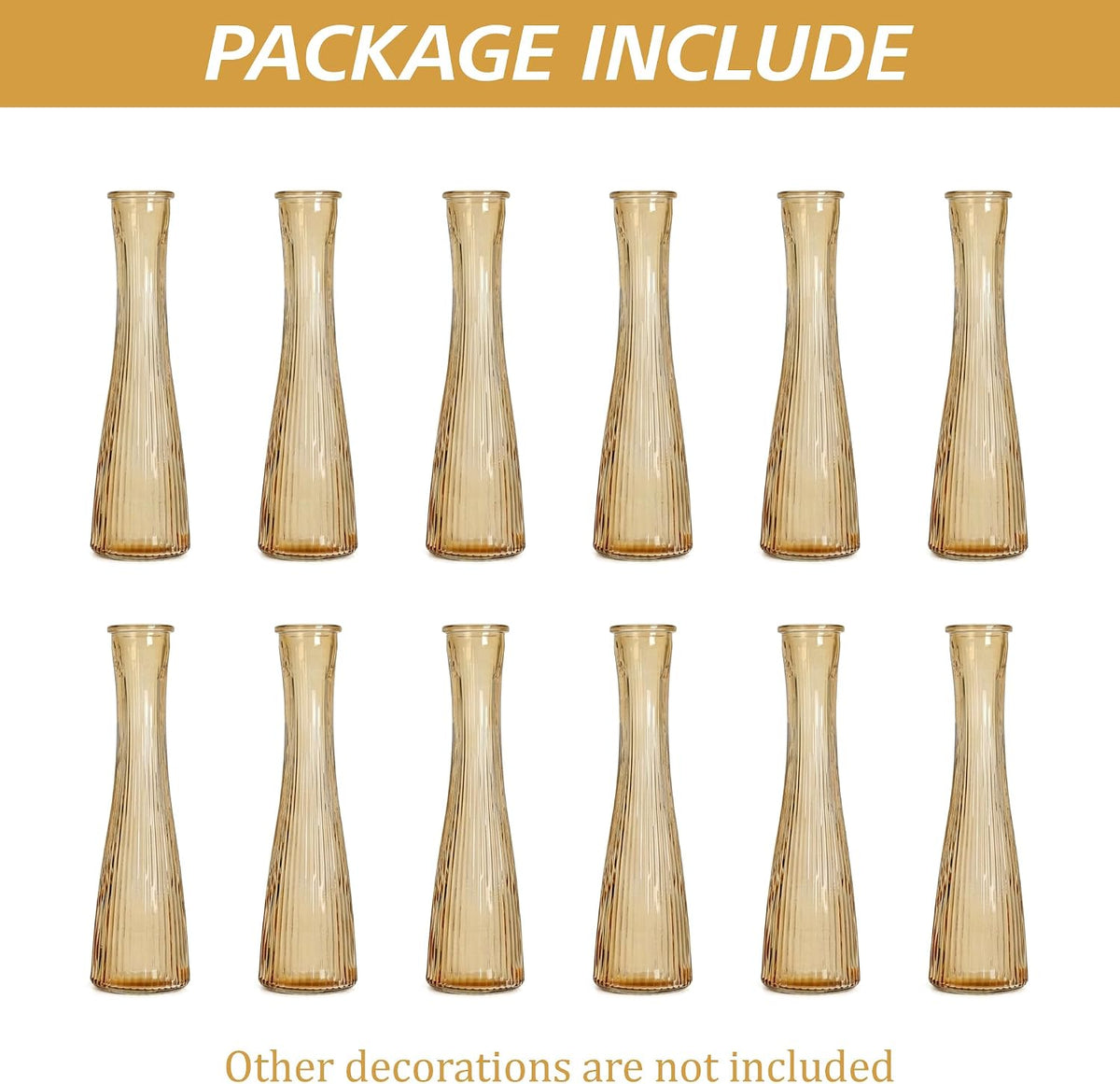 Glass Bud Vases Bulk 12 Pcs - Golden Water Ripple Wedding Centerpiece Vases, Small Flower Vases for Table Decor, Party Events & Home Decor