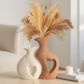 Black and White Vases Home Decor Heart Shape Ceramic Vase Set of 2