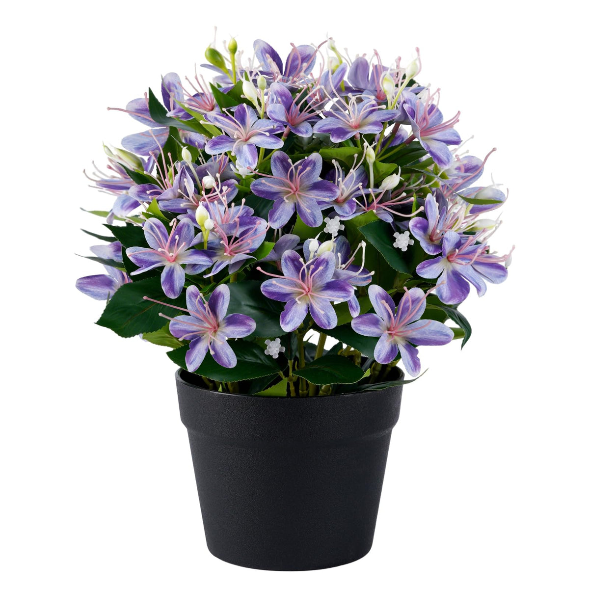 14'' Fake Plants Artificial Lily Flowers in Pot for Home Décor(White)