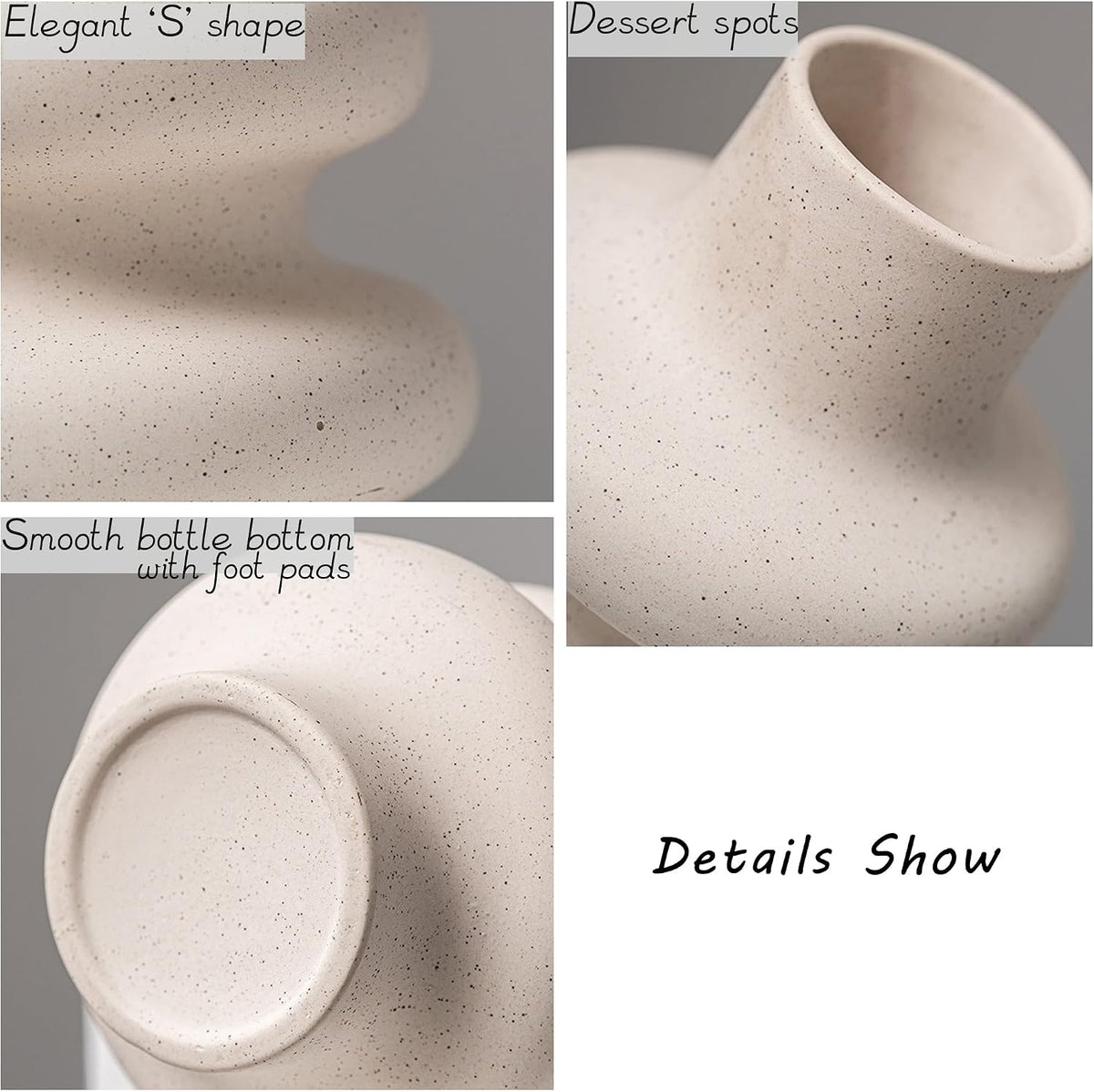 Steviieden Ceramic Vases Set, Boho Home Decor Vase, Off White, Set of 2