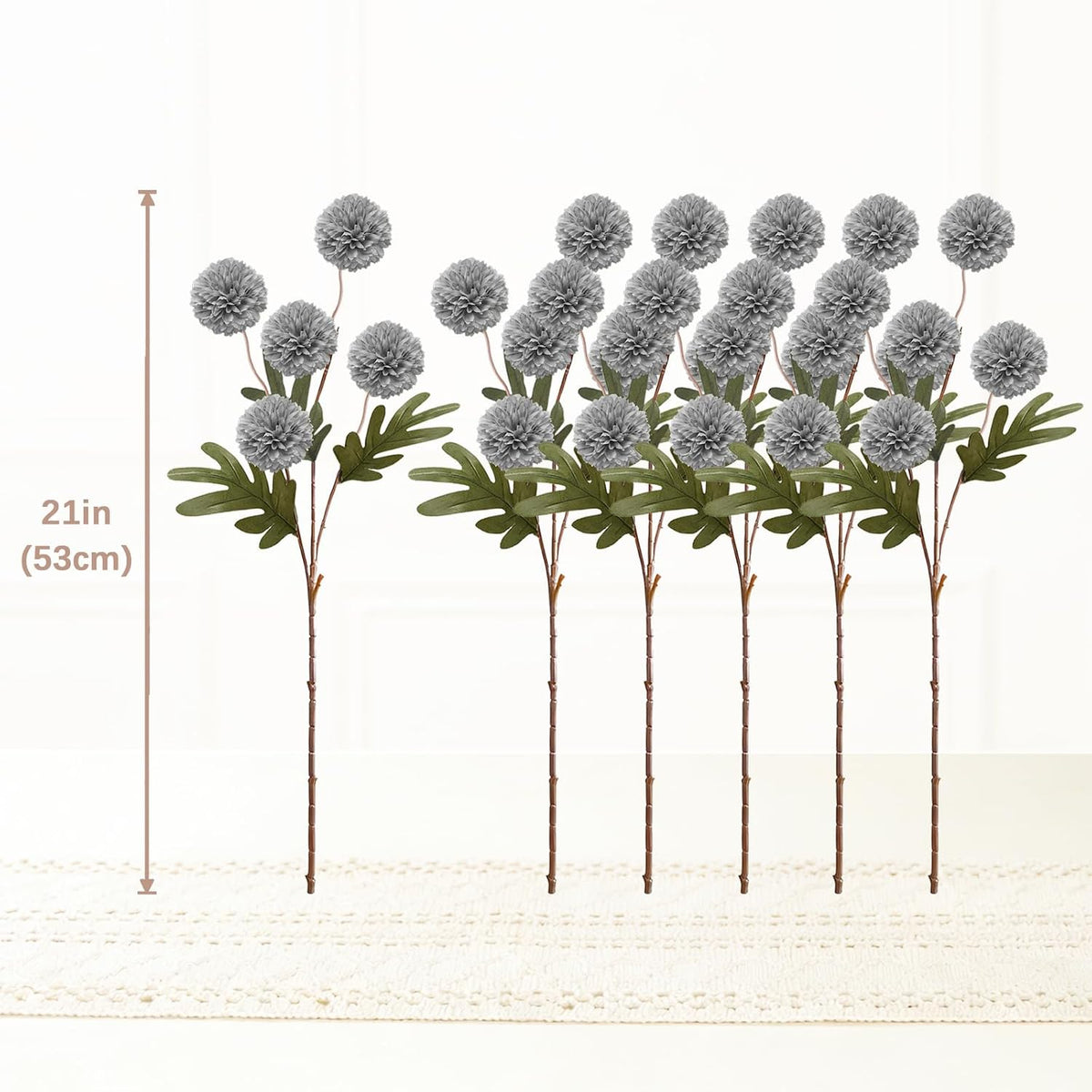 6Pcs Spring Flowers Artificial Fake Flowers Bulbs Silk Faux Chrysanthemums Flores for Indoor Outdoor DIY Bouquets Wedding Centerpieces Home Decoration