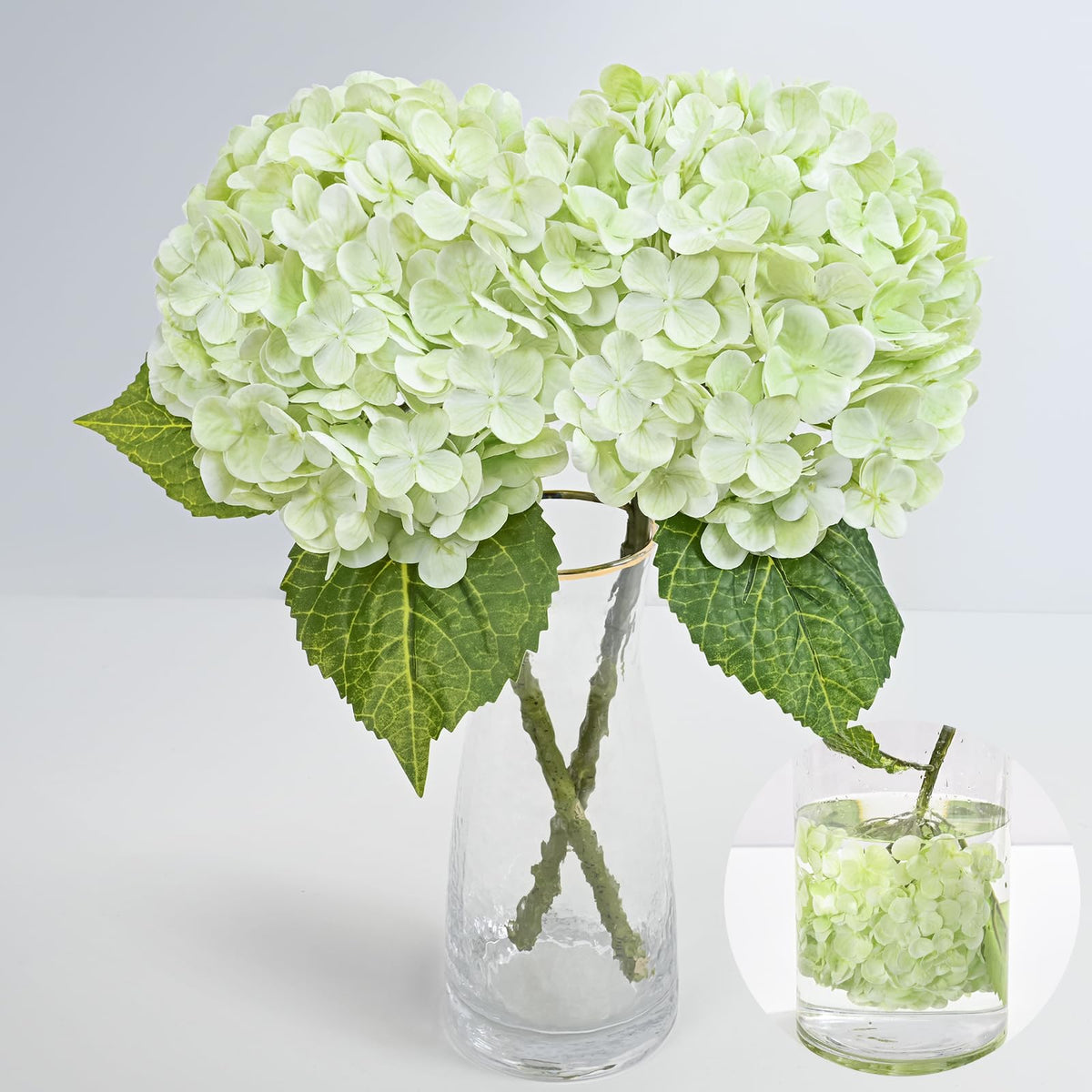 MARTINE MALL 3Pcs 21in Hydrangea Artificial Flowers, Latex Real Touch Hydrangeas Lifelike Large Hydrangea Flowers for Home Decor Party Arrangements Wedding Bouquets Centerpieces (Blue)