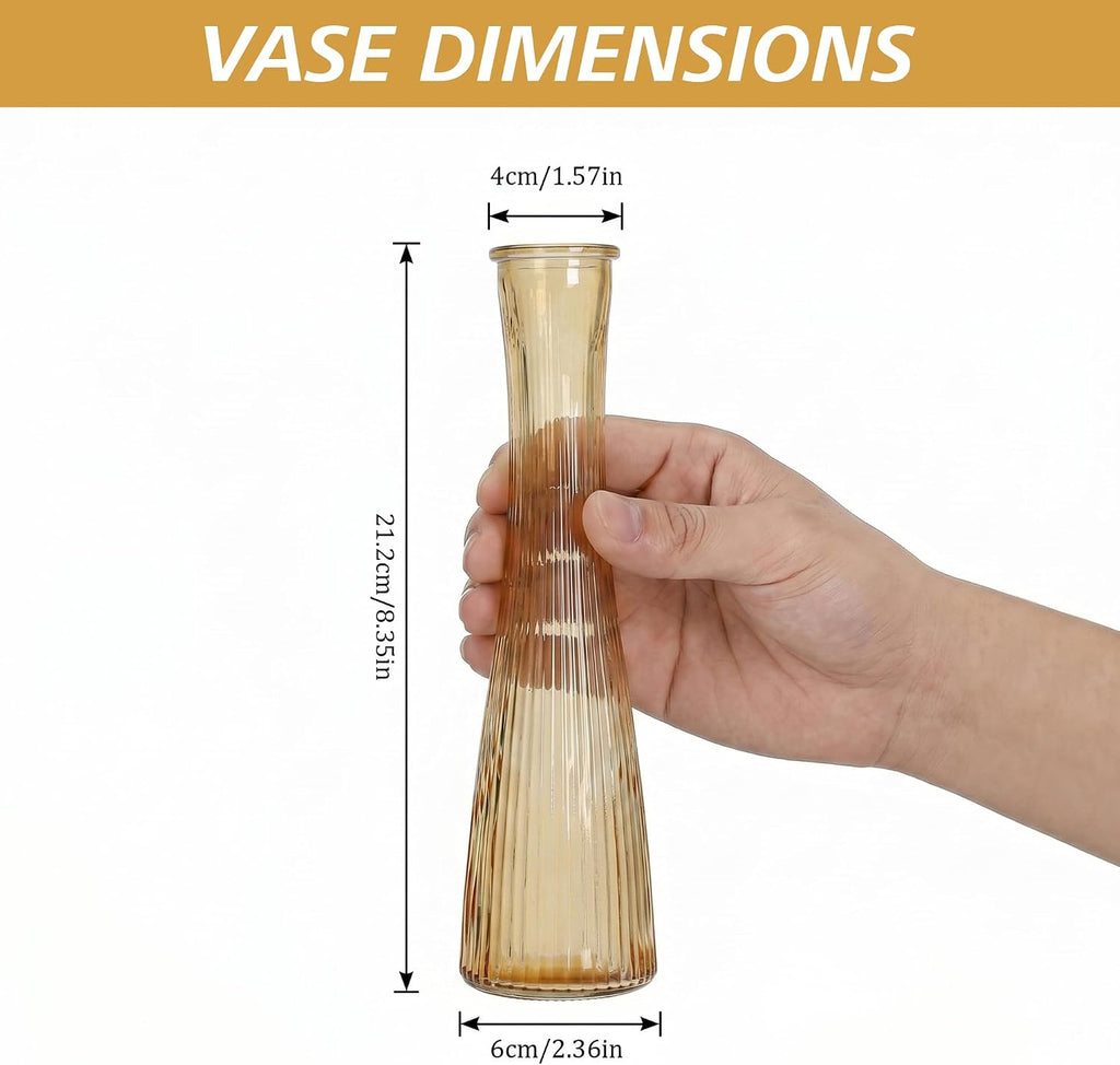 Glass Bud Vases Bulk 12 Pcs - Golden Water Ripple Wedding Centerpiece Vases, Small Flower Vases for Table Decor, Party Events & Home Decor