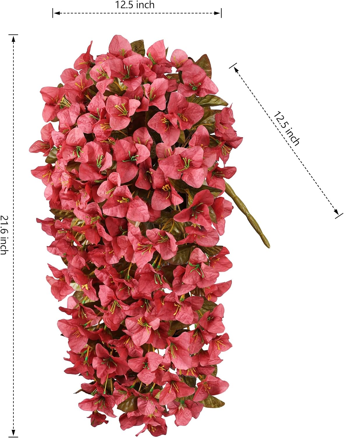 Bougainvillea Artificial Flowers for Outdoors Fake Plants Fall Autumn Decor, 2 pcs Faux Long Trailing Vines UV Resistant Look Real Red Silk Flowers for Outside Planter Front Door Porch Urn Yard Patio
