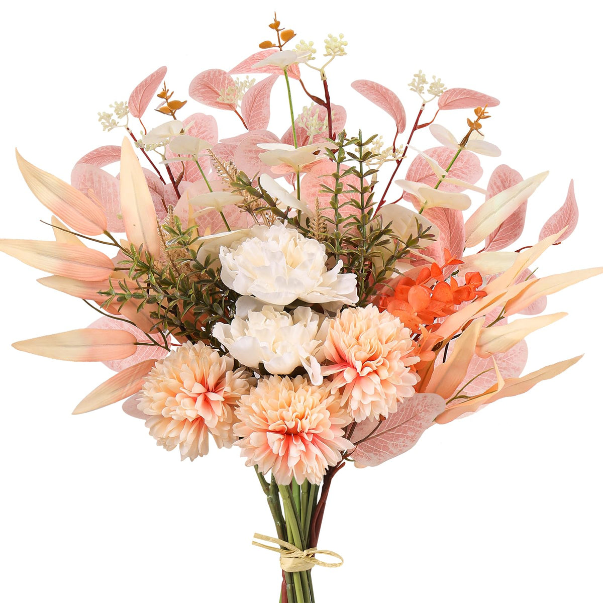 Artificial Fall Flowers Bouquet for Decoration, Fall Fake Silk Flower Arrangements Faux Autumn Flowers Fall Decorations for Home Indoor Office Wedding Bride Bouquets Tables Centerpieces Fall Decor