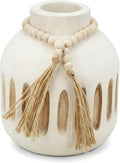 Handmade Wooden Vase with Decorative Beads and Tassels