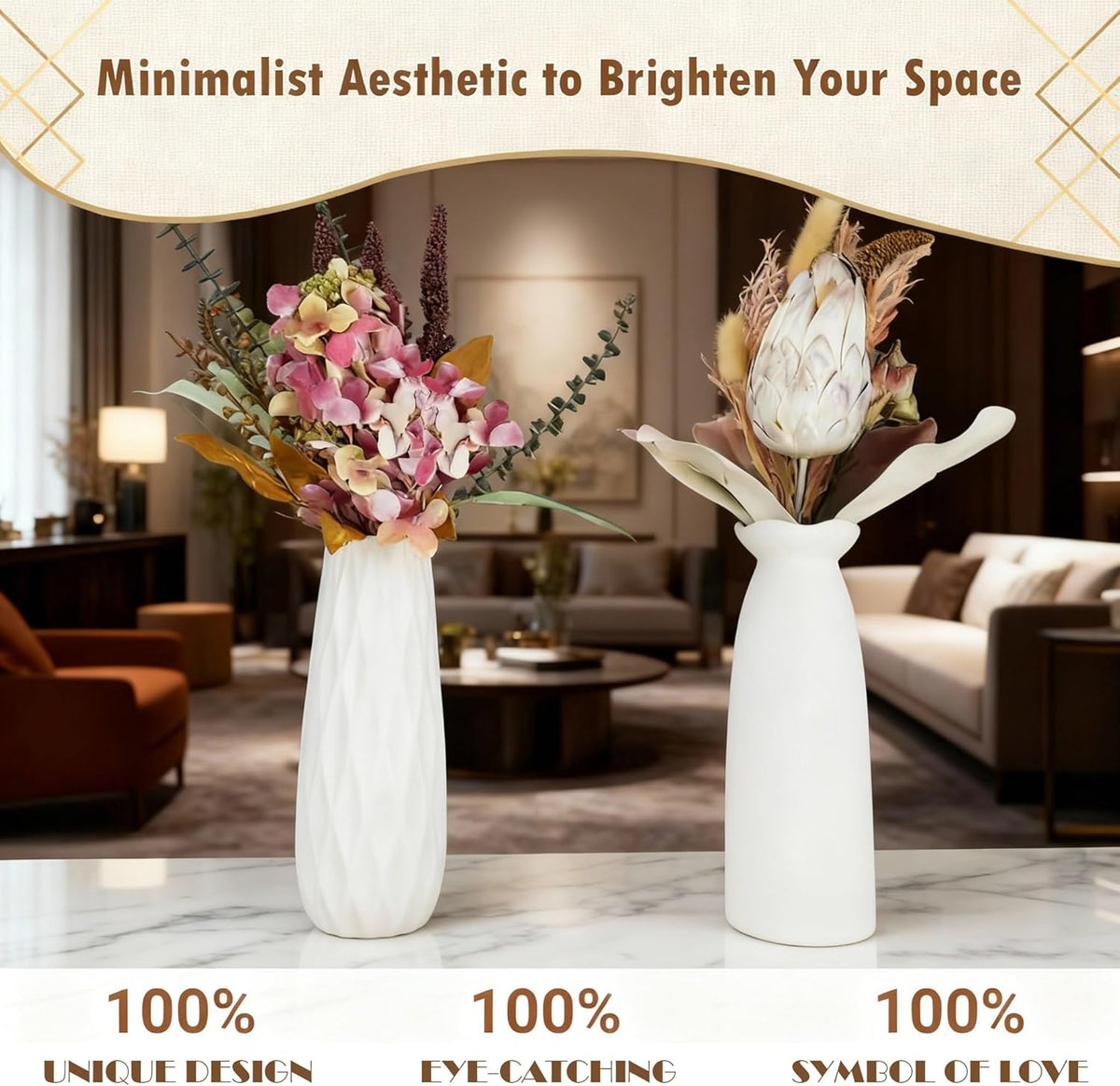 10-Piece 8 Inch White Ceramic Vases Set - Not Glazed Minimalist White Vases for Home Decor, Weddings, Pampas Grass & DIY Crafts | Rustic Matte White Ceramic Vases Bulk