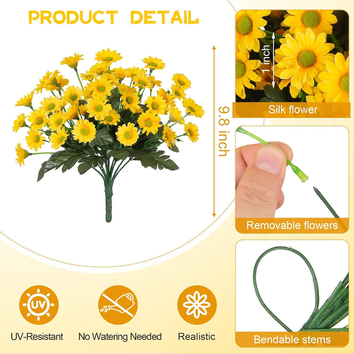Ammyoo 12 Bundles Fake Mums Fall Artificial Flowers for Outdoor Decoration