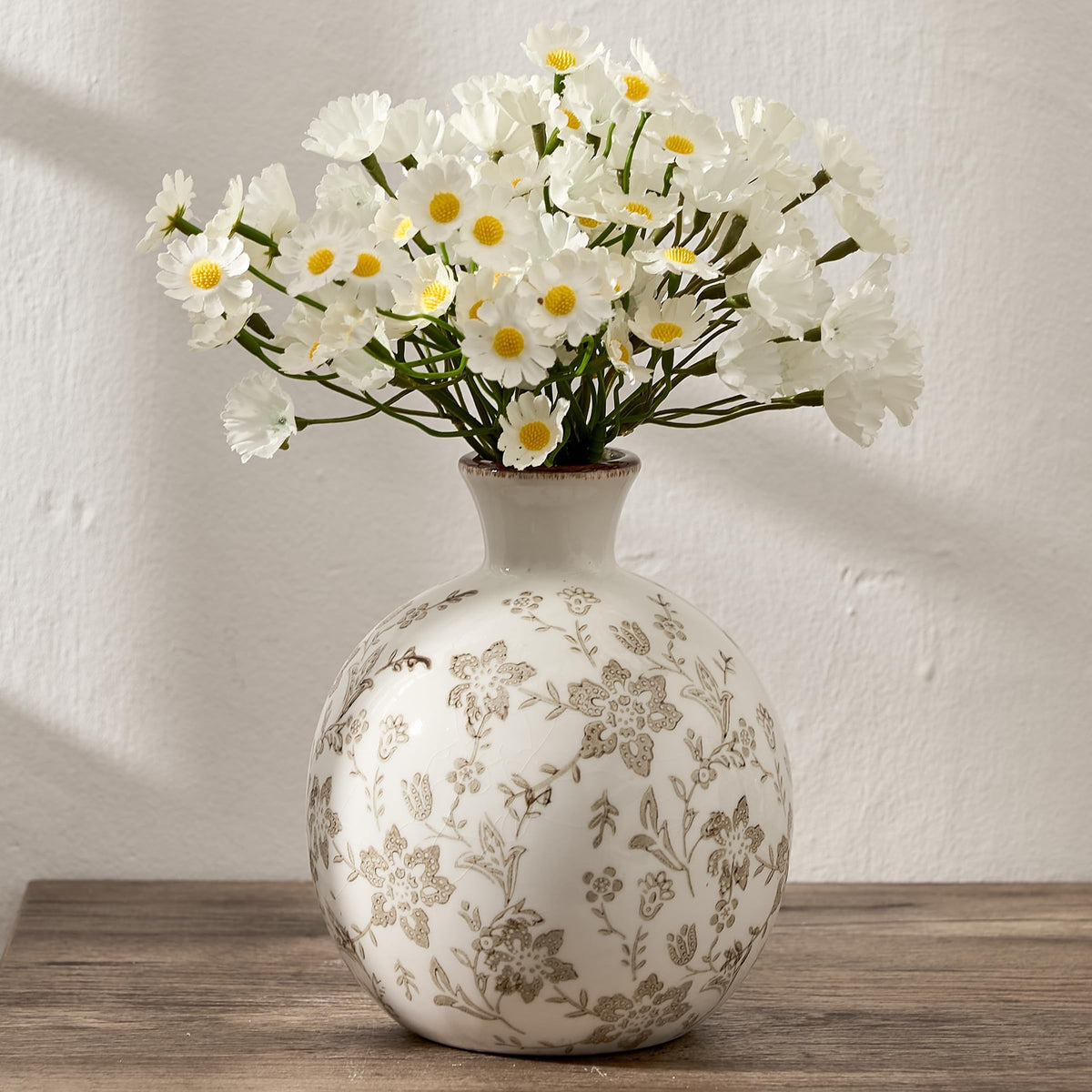 6.73" Ceramic Flower Decorative Antique Vase, Vintage Rustic Chinoiserie Floral Vase for Home Decor, Living Room, Bookshelf, Office, Entryway, Garden, Tuscan Decor, Chinoiserie Decor