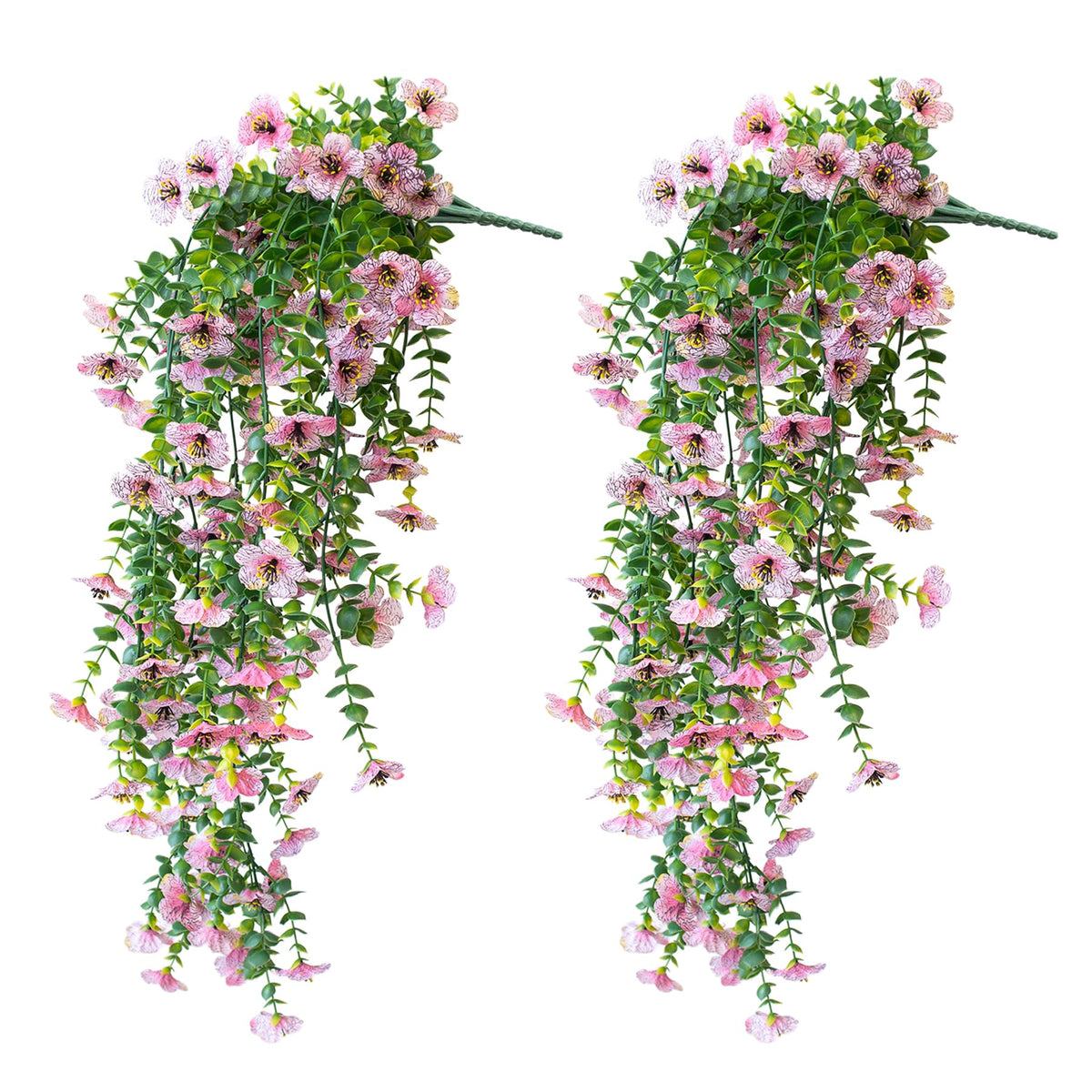 Artificial Hanging Flowers for Outdoors, 2 Pcs UV Resistant Artificial Outdoor Flowers, Not-Fading Fake Hanging Plant for Outdoor Planters for Home Garden Porch Yard Decor
