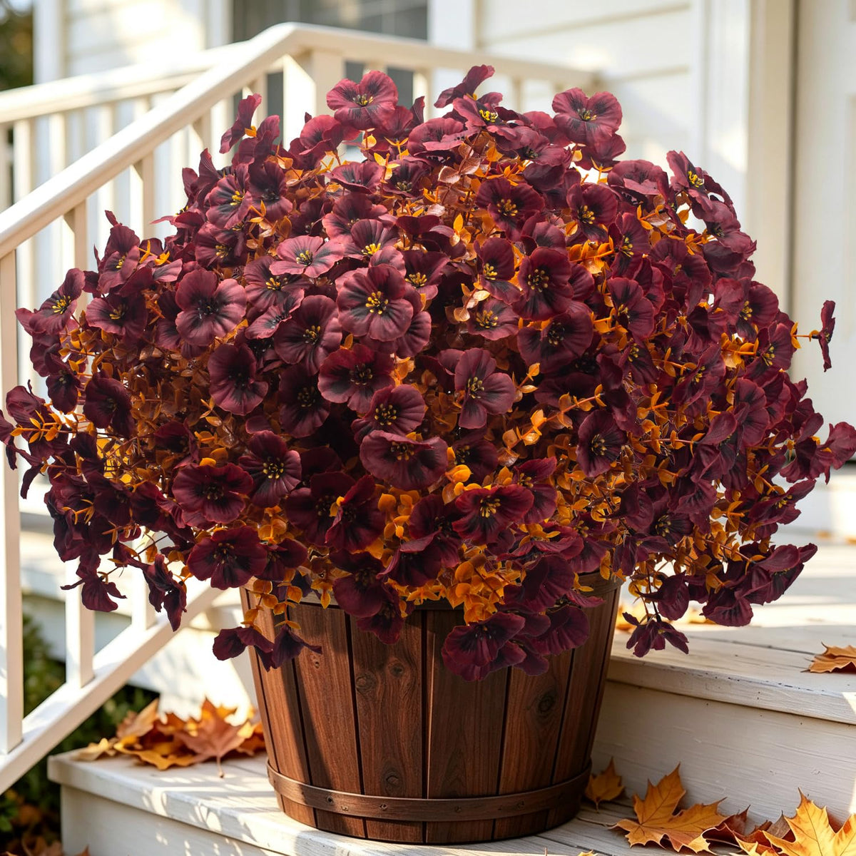 16 Artificial Pansy Faux Fall Flowers Outdoor UV Resistant No Fade Yellow