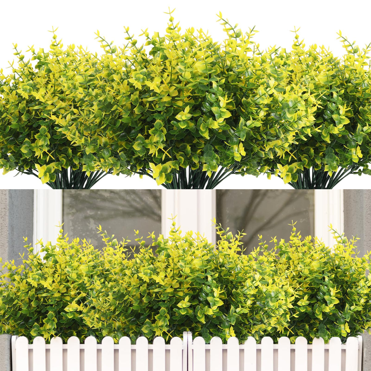 RECUTMS Artificial Flowers,Fake Boxwood Outdoor UV Resistant Plants,8 Packs