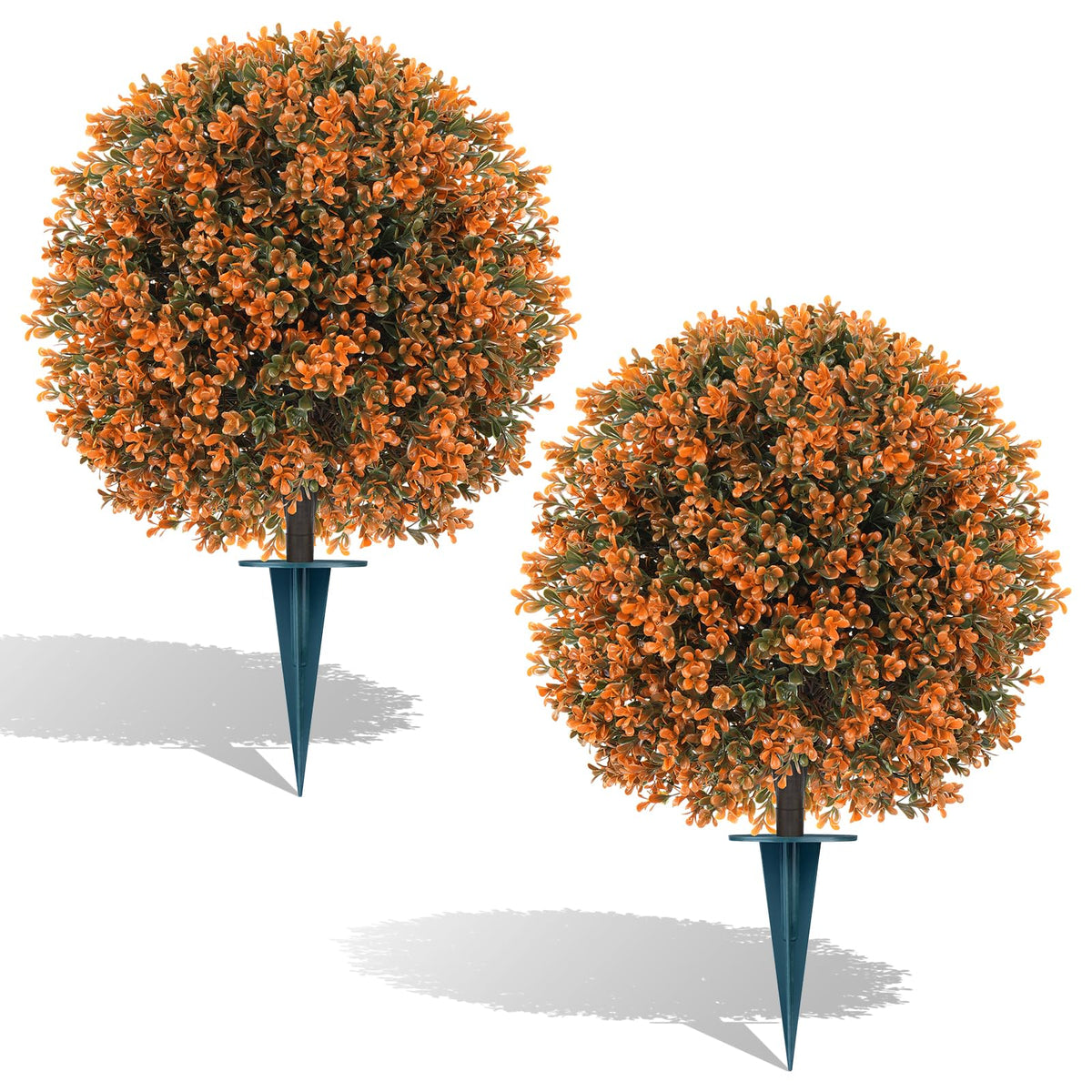 Artificial Boxwood Topiary Ball Lavender, Set of 2 UV Resistant