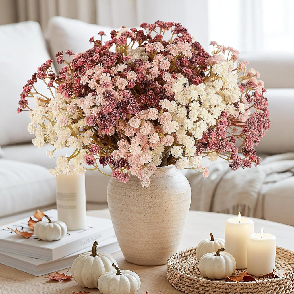 N&T NIETING Baby Breath Flowers Artificial Bulk, 10Pcs, Fall Pink Decor