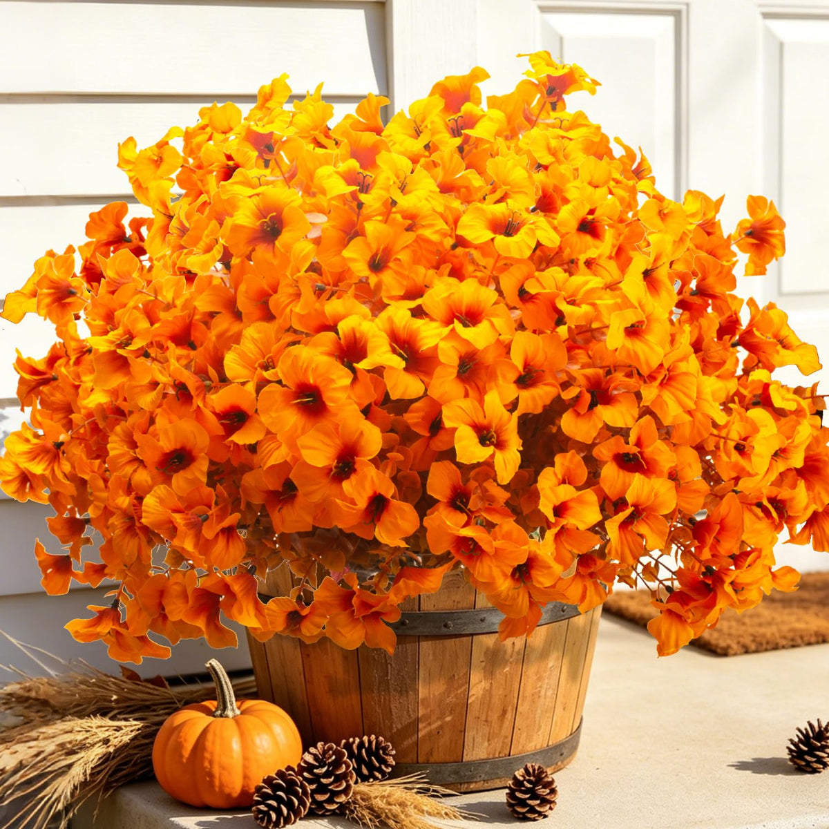 16 PCS Fall Artificial Flowers for Outdoors UV Resistant Faux Petunias