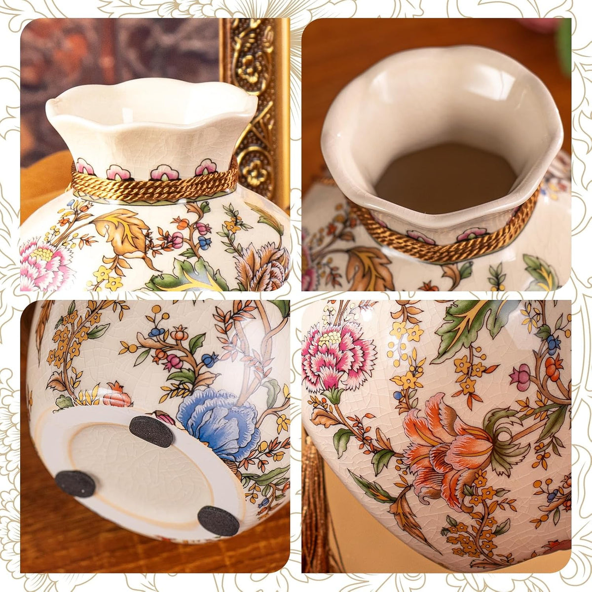 KAMMAK Colored Ceramic Vase, Beautiful Hand-Painted Decorative Vase, LZ038
