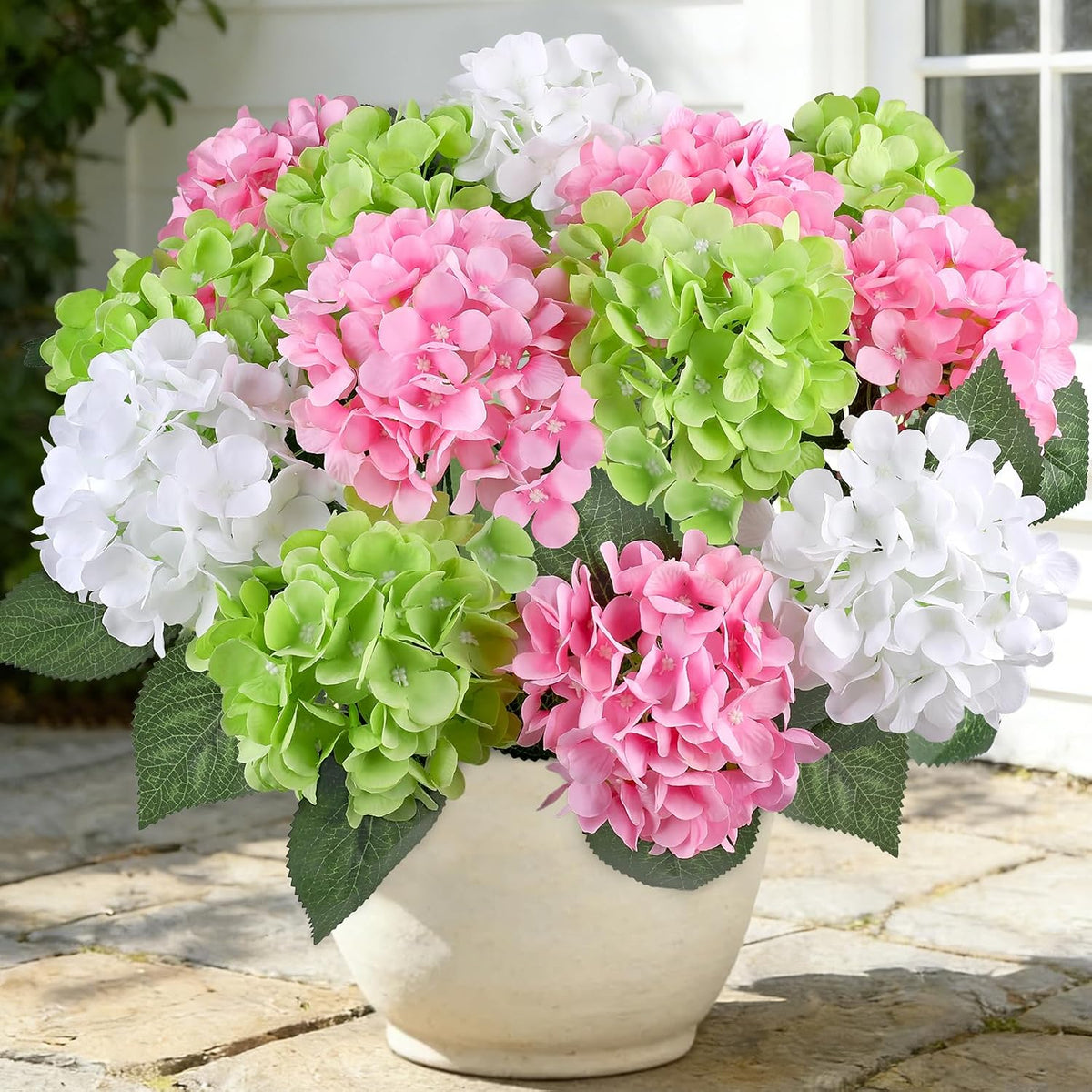 6 Bundles Hydrangea Artificial Flowers for Outdoors Silk Faux Hydrangeas