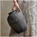 DN DECONATION Flower Vase for Home Decor, Grey Ceramic Vase for Centerpiece