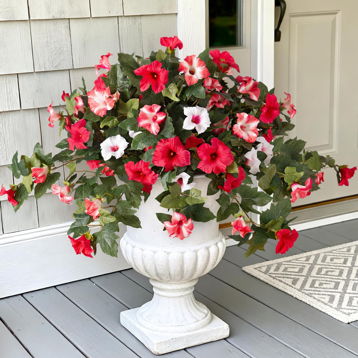 2 Pcs Artificial Fake Fall Petunia Flowers for Outdoor Garden Decor